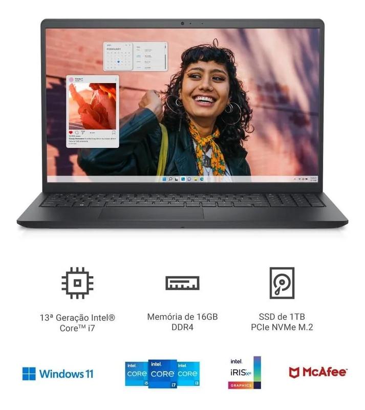 Notebook Dell Inspiron 15 3530 I7 1355U 16GB 1TB SSD Tela 15.6